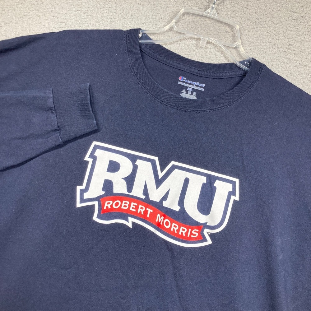 Robert Morris University Colonials T Shirt Adult 2XL Blue Long Sleeve Champion‎